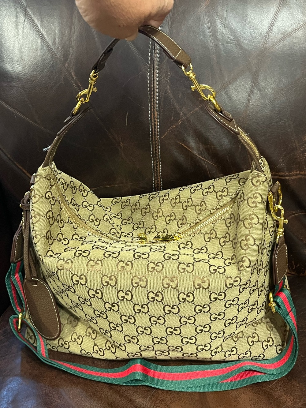 Double G Designer Signature Monogram Hobo Crossbody Bag Purse